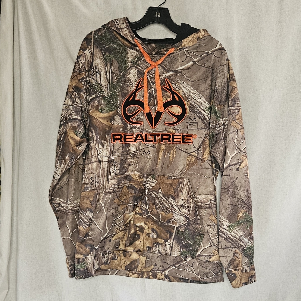 Realtree Xtra Camo Hoodie With Orange Embroidery Sz Mens L